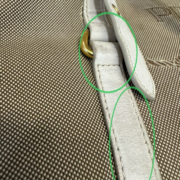 💯 Authentic Prada Beige/Brown Jacquard Logo Canvas and Leather Bow Top handle - Picture 10 of 16